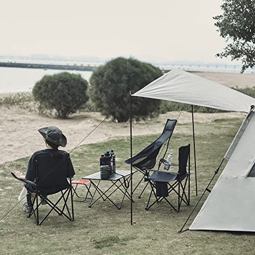 2 Pack Black Folding Camping Chairs for Beach Lawn Yard - Lightweight & Portable