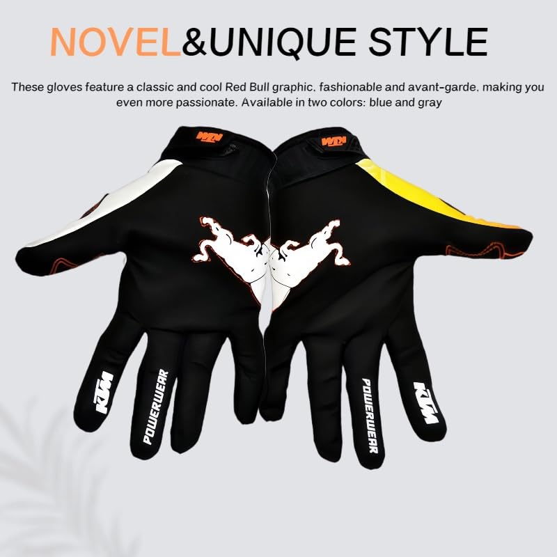 Blue Off-Road Motorcycle Gloves Men Women Breathable Non-Slip Sports Gear - Medium