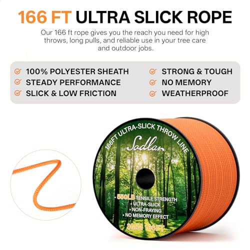 Arborist Throw Line Kit with 166ft Polyester Rope & 11oz Throw Bag - Tree Trimming Gear