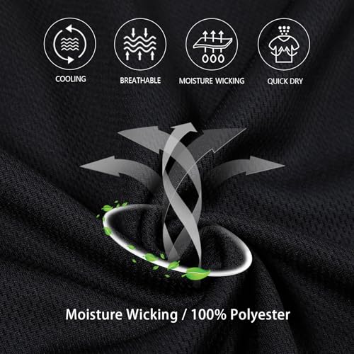Men's Golf Polo Shirt Short Sleeve Moisture Wicking Quick Dry Performance UPF 50+ 5X-Large - Black