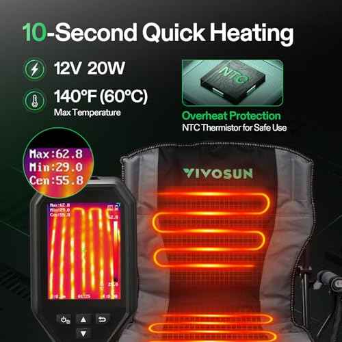 VIVOSUN Heated Camping Chair, Fully Padded Heated Folding Chair with 3 Heat Levels, Cup Holder & Pockets for Camping, Outdoor Sports, Picnics, Battery Not Included