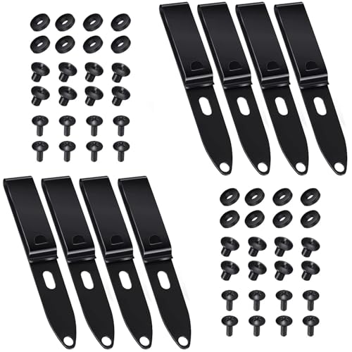 8 Pack Metal Belt Clips for Holsters & Outdoor Gear with Screws - Black - Variation 8