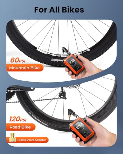 ETENWOLF Mini Bike Pump Vivid Orange - Fast Inflator with Gauge