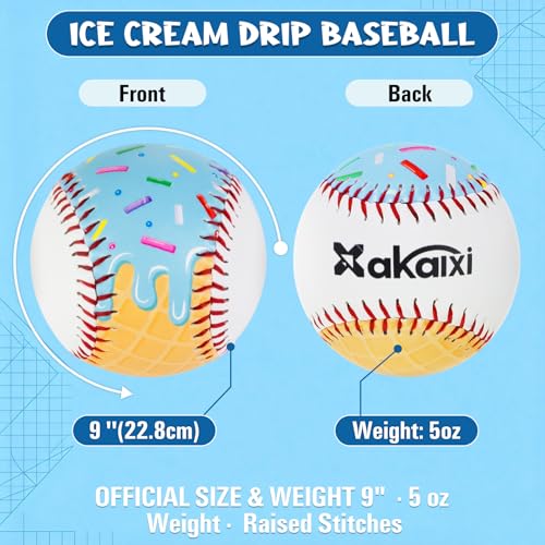 Personalized 9in PVC Practice Baseball Set with Pink Blue Drip - Ideal Sports Gift for Players Coaches Moms