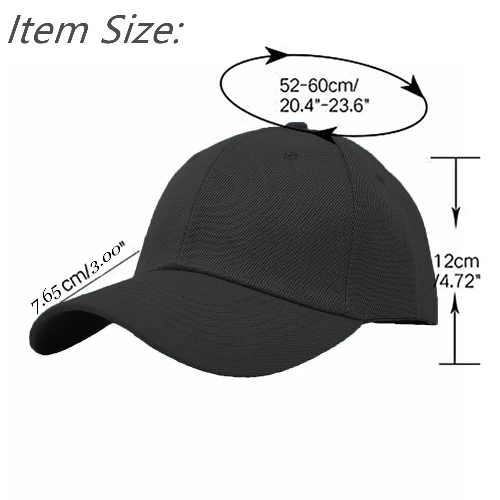 Glory Max Plain Baseball Cap Hook & Loop Strap Adjustable Solid Blank Curved Visor Hat (Black)