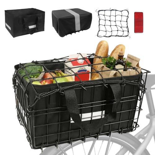 Foldable Rear Bike Basket 15.8 x 11.0 x 8.7 Inch Waterproof Cargo Rack