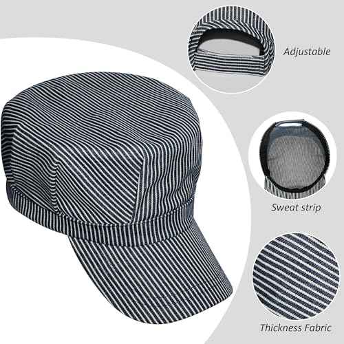 Blue and White Railroad Engineer Hat Train Conductor Adult Hat