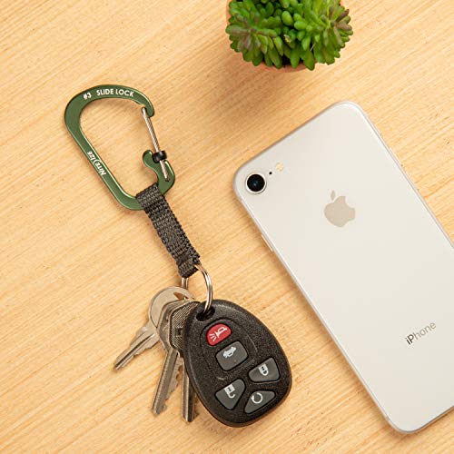 Locking Carabiner Keychain with Webbing Strap - Olive
