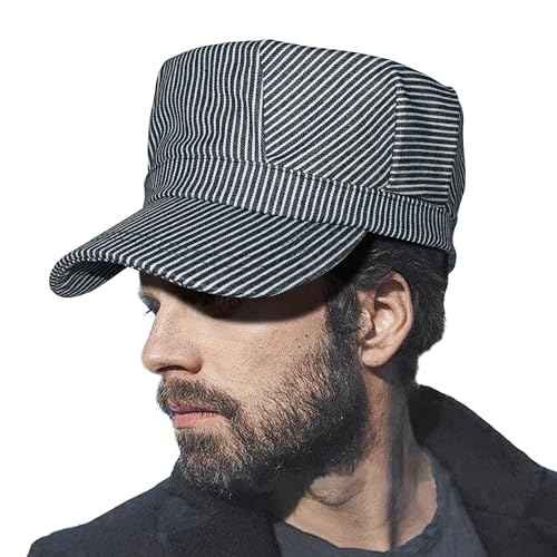Blue and White Railroad Engineer Hat Train Conductor Adult Hat