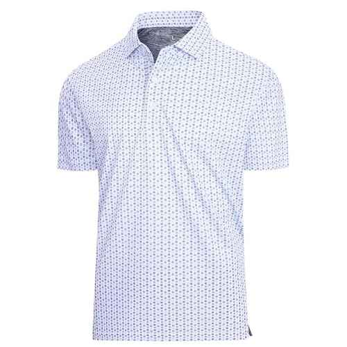 SAMERM Mens Golf Shirts Short Sleeve Dry Fit Performance Moisture Wicking Print Sport Polo Shirts for Men Casual
