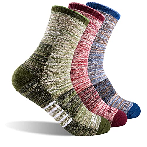 FEIDEER Women's Hiking Walking Socks, Multi-pack Outdoor Recreation Cotton Socks Wicking Cushion Crew Socks