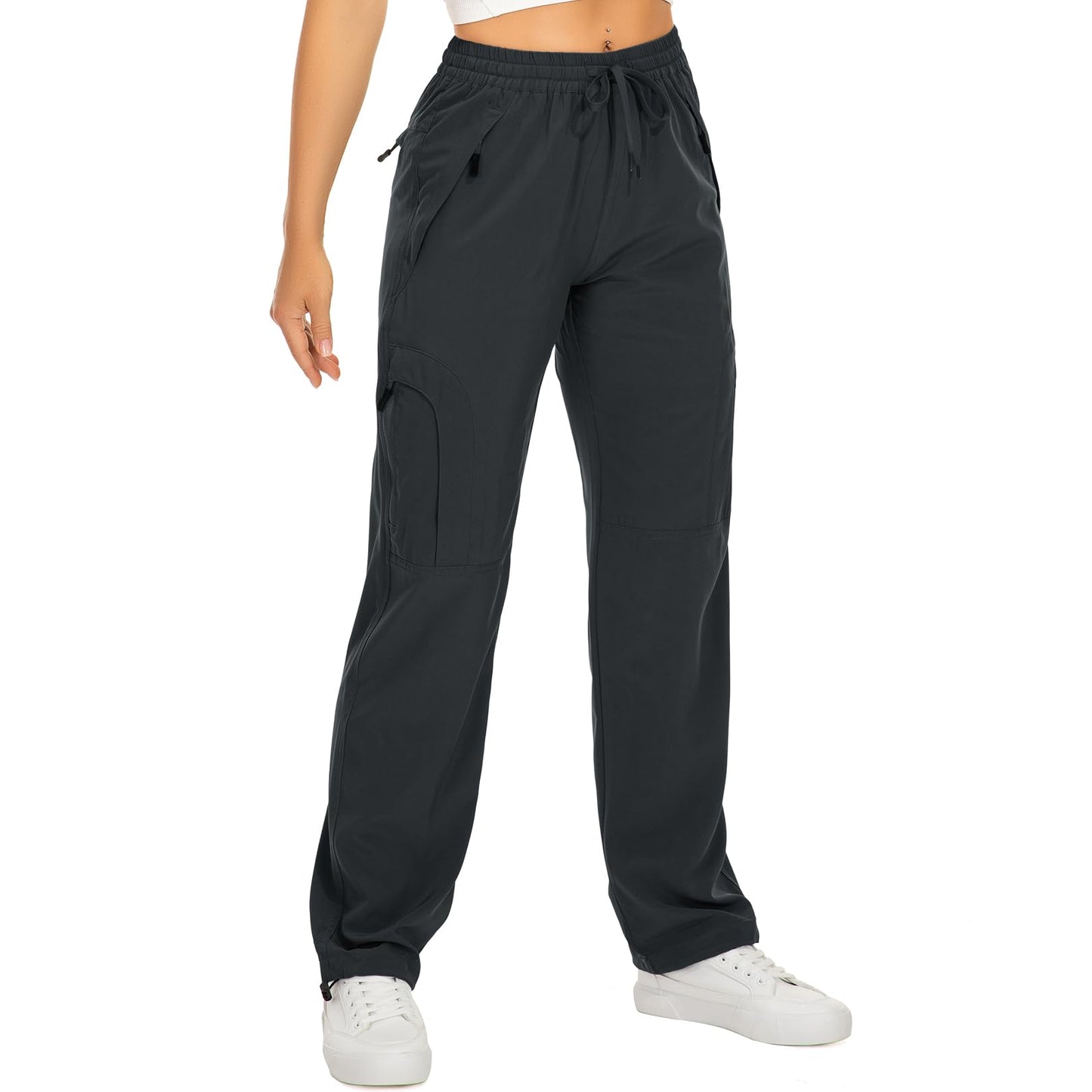 Womens Hiking Pants Quick Dry UPF 50 Lightweight Travel Golf Cargo Safari Pants Zipper Pockets,6608,Dark Grey,Tall XX-L