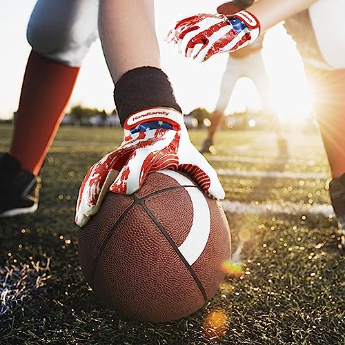 Youth Football Gloves for Boys Girls - Sticky Wide Receiver Gloves, Red, Small