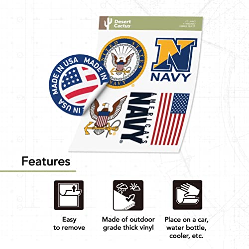 Navy Emblem Sticker Decal - Desert Cactus Officially Licensed Vinyl