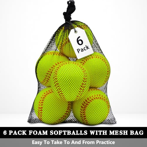 Optic Yellow Soft Foam Softballs 6 Pack - 11 Inch Training Balls for Beginners