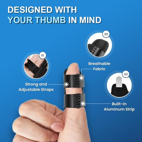 Thumb Splint (2 Pack) Trigger Thumb Splint, Thumb Brace for Pain Relief, Knuckle Immobilization, Thumb Spica for Arthritis, Mallet Finger, Also Fits Index, Ring, Pinky, Little, Small Fingers