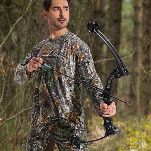 LOOGU Men's Camo Shirt Lightweight Turkey Hunting Shirt Camouflage Shirts for Men Long Sleeve Shirt