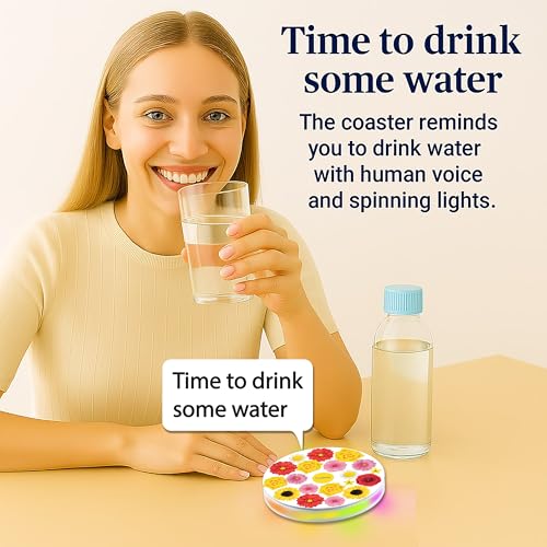 Coolfire ? Talking Drink Water Reminder, with Voice Alerts & Lights, Works with Any Cup or Clear Water Bottle, Smart Water Bottle, Water Tracker, Time Marker to Drink, Pregnancy Hydration Care (F)