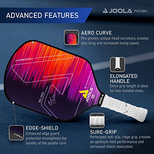 JOOLA Ben Johns Hyperion Pickleball Paddle - Select Raw Carbon Surface or Carbon Abrasion Surface for Increased Power and Spin - Elongated Grip Handle - Carbon Fiber Pickleball Paddle - USAP Approved