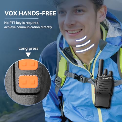 Rechargeable Walkie Talkies with Speaker Microphone - 2 Pack, Black