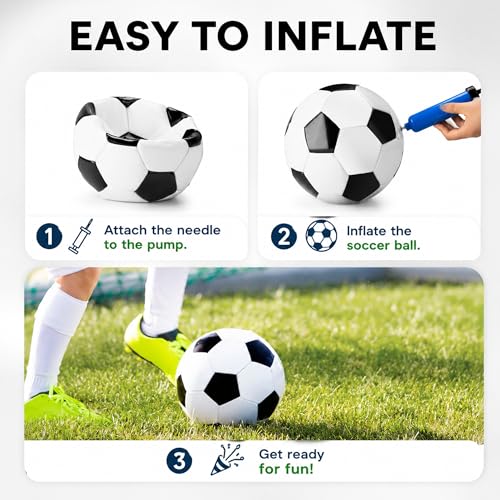 Soccer Ball Size 5 - Classic 1 Pack with Pump & Mesh Bag - Suitable for Teens & Adults