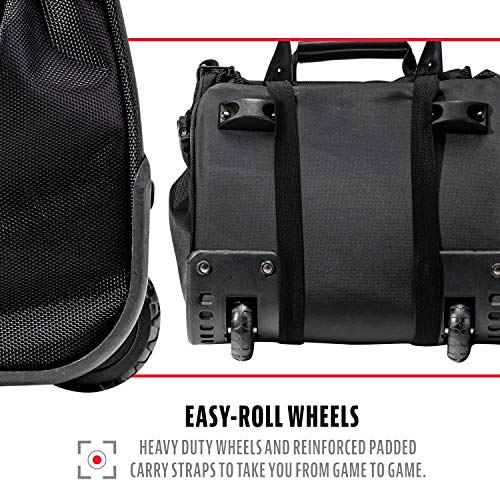 Franklin Sports Traveler Roller - Baseball and Softball - Equipment Bag - Compartment- Black - 1680D Polyester - Water Resistant- Black