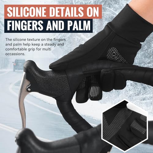 Men's Winter Touchscreen Gloves - Black, Large - Windproof & Water-Resistant