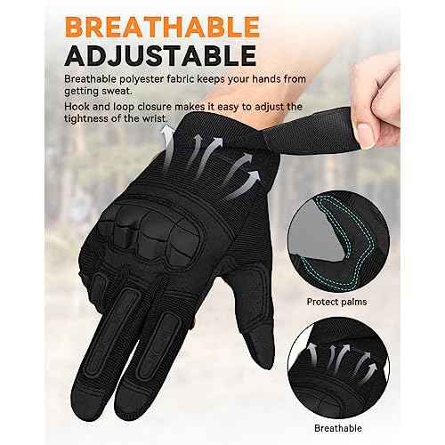 Tactical Gloves for Men, Motorcycle Military Combat Gloves Black Airsoft Gloves Touchscreen for Airsoft Outdoor Hunting Shooting Paintball Work Motorcycling Climbing