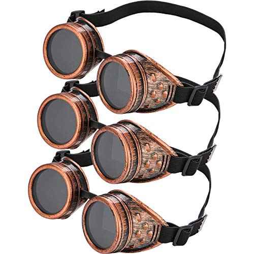 Frienda 3 Pcs Retro Steampunk Cyber Goggles Glasses Mad Scientist Goggles Vintage Victorian Sunglasses Gothic for Cosplay Costumes Adult Women Men(3 Packs)