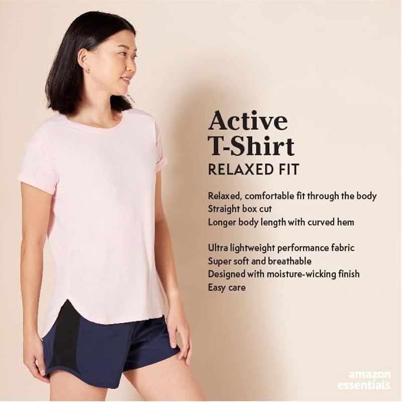 Light Green Amazon Essentials Women's Studio Relaxed-Fit Lightweight Crewneck T-Shirt - Medium