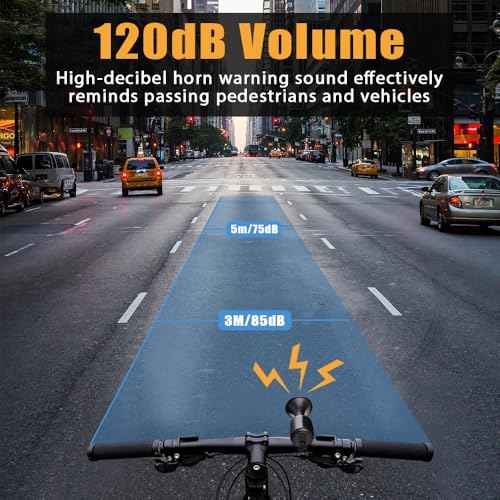 Electric Bike Horn, 120dB Electronic Bicycle Bell with 300mAh Rechargeable Battery Operated/IPX5 Waterproof, Loud Bike Bell for Adults/Kids