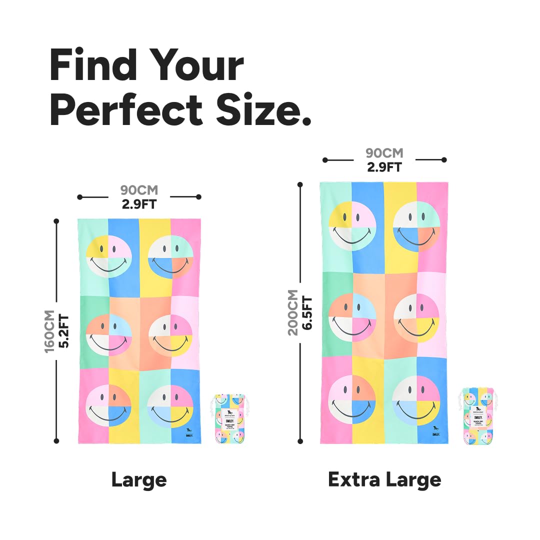 Dock & Bay Beach Towel - Quick Dry, Sand Free - Compact, Lightweight - 100% Recycled - Includes Bag - Calm - Large (160x90cm, 63x35)