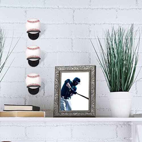 Threan Baseball Softball Display Memorabilia Holder Baseball Wall Mount Holders Heavy Duty Sports Wall Mount Rack for Display Storage, Black