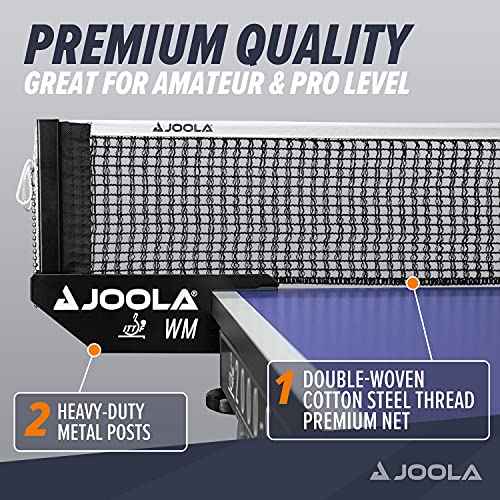 JOOLA WM Professional Table Tennis Net and Post Set - ITTF Tournament Approved - 72in Regulation Ping Pong Net with Screw On Clamp Attachment