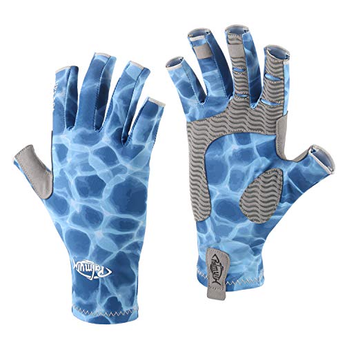 Water Wave Large UV Protection Fishing Fingerless Gloves UPF50+ Sun Gloves for Kayaking Hiking