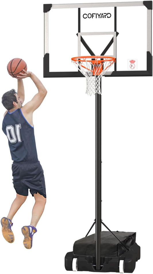 10FT Basketball Hoop Outdoor System with Extra Sandbag,Height Adjustable Basketball Goal System 44 Inch Shatterproof Backboard for Youth/Teens/Adults Indoor Outdoor