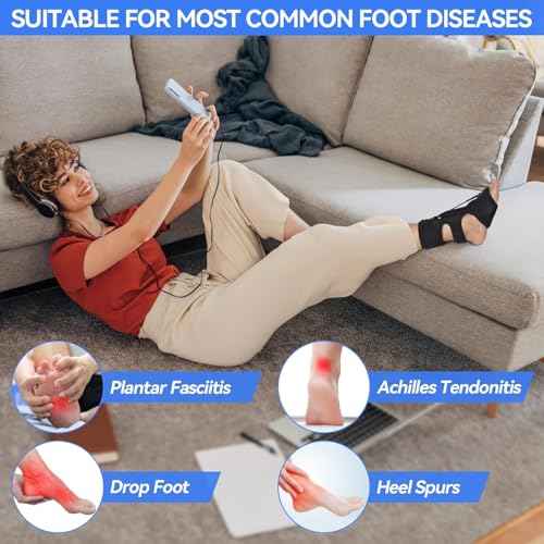 Plantar Fasciitis Night Splint for Women & Men - Universal Size 3 Adjustable Straps Achilles Tendonitis Brace, Heel Spur Pain Foot Splint, Plantar Fasciitis Relief for Sleeping, Black