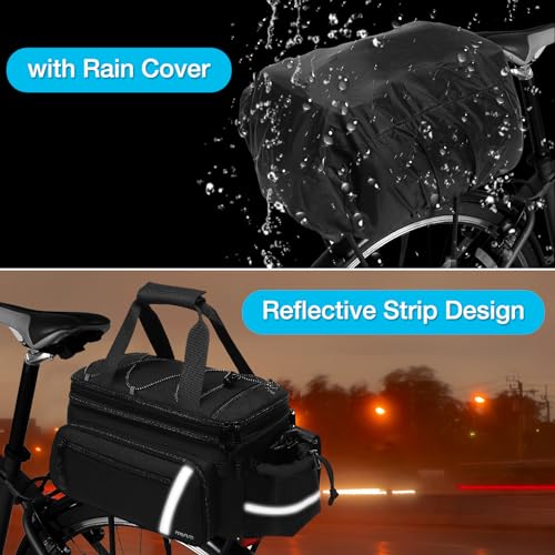 MOSISO Bike Rack Bag with Rain Cover, Insulated Cooler, Black - 8L Capacity