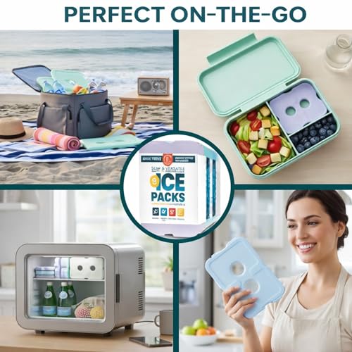 Healthy Packers Pastel Ice Packs for Lunch Boxes & Coolers, 8 Pack