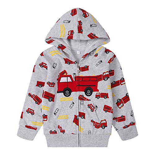 Toddler Zip Up Hoodie Sweatshirt 6 Years Fire Truck Fall Boys Jacket