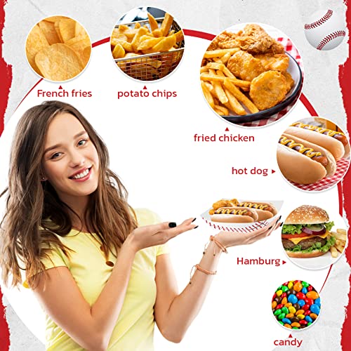 Baseball Party Food Trays 100 Pack Disposable Nacho & Hot Dog Holders 2lb