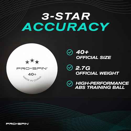 PRO SPIN Ping Pong Balls - 3-Star Premium White Table Tennis Balls | High-Performance 40+ ABS Professional Quality | Ultimate Durability for Indoor & Outdoor Ping Pong Tables