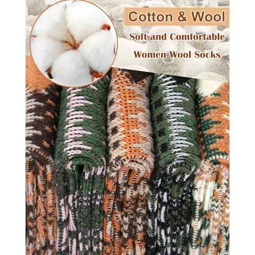 Senker Fashion Wool Socks for Women Men, Stocking Stuffers Gifts for Her Mom Boot Warm Soft Crew Sock for Winter Hiking