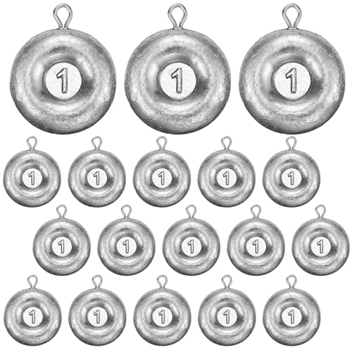 18 Pack Fishing Sinkers No Roll Disc Weights for Surf & Lake Fishing