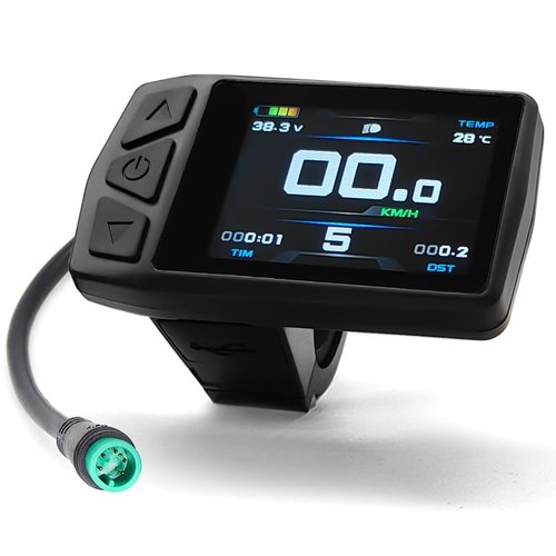 Ebike Color Screen Display Meter KT-TF01U （with USB） 24V 36V 48V 52V Electric Bike Conversion Kit LCD Display for KT Controller Kit (Green Plug(5pin Waterproof Plug))