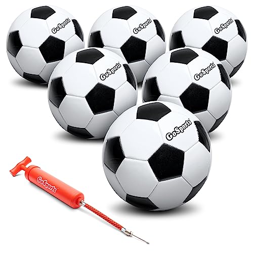 GoSports Classic Black and White Soccer Balls 6-Pack Size 3 with Pump - Variation: Black & White / Sz 3 6-Pack