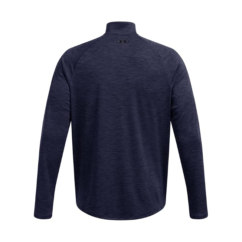 Under Armour Men's Tech Textured Half Zip Long Sleeve - Midnight Navy / Black, Large