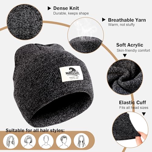 3 Packs Winter Beanie Hats for Men Women, Unisex Soft Warm Thick Beanies, Cuffed Knit Skull Cap