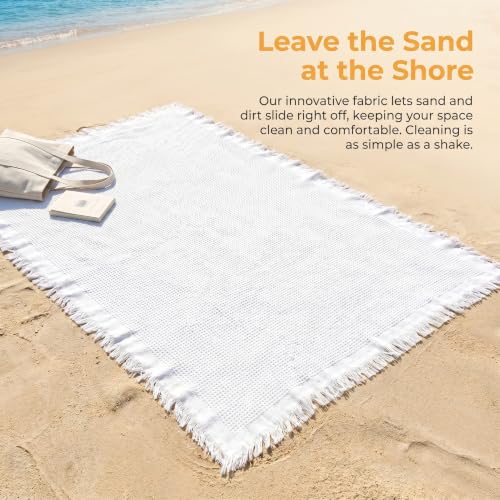 Large White Picnic Blanket 70 x 70 Inches for Outdoor & Indoor Use
