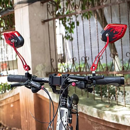 Bike Mirrors for Electric Bikes - 2 Pack Handlebar Rearview Mirror, Red